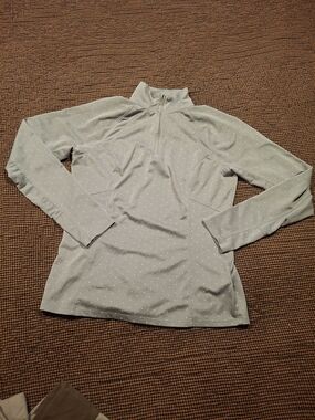Ariat Light Gray Dot-Print Half-Zip Long Sleeve Top